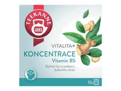 Teekanne Vitalita + Koncentrace s vitamínem B5 nálevové sáčky 10x1,8 g Teekanne Vitalita + Koncentrace s vitamínem B5 nálevové sáčky 10x1,8 g