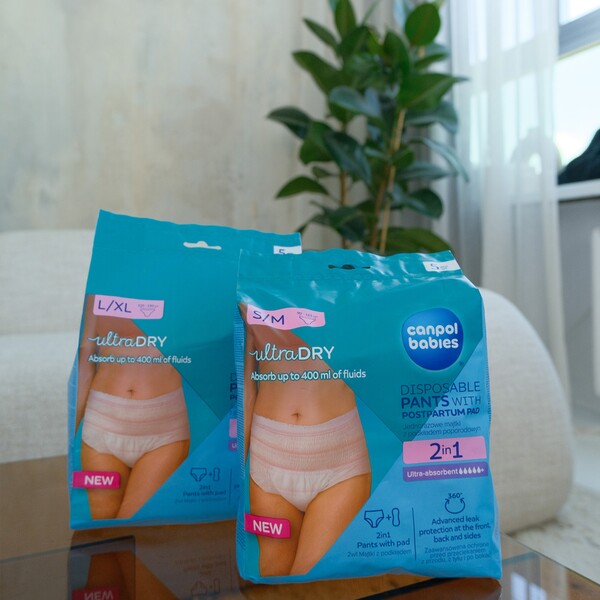 Canpol babies Poporodní kalhotky s vložkou S/M 5 ks