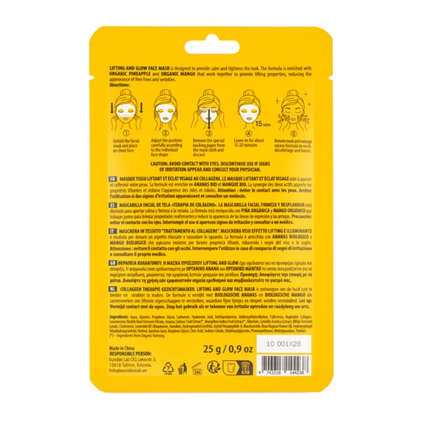 Organic Shop Plátýnková maska kolagenová Ananas+mango 1 ks