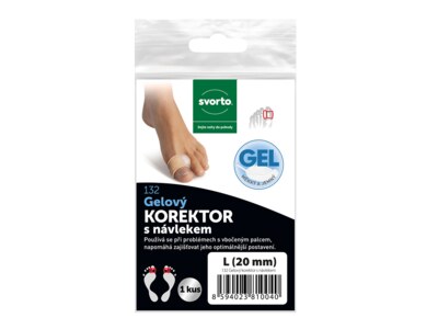 Svorto Gelový korektor na palec s návlekem vel.L (20 mm) 1 ks Svorto Gelový korektor na palec s návlekem vel.L (20 mm) 1 ks
