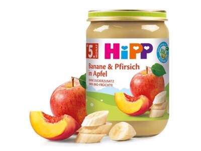 Hipp BIO Jablka s banány a broskvemi 4/6 m 190 g Hipp BIO Jablka s banány a broskvemi 4/6 m 190 g