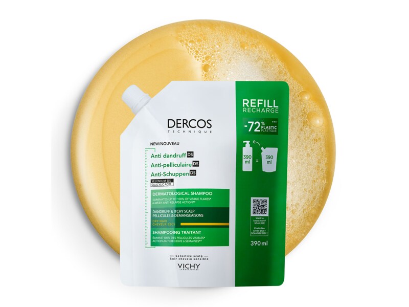 Vichy Dercos Šampon proti lupům na suché vlasy náplň 390 ml