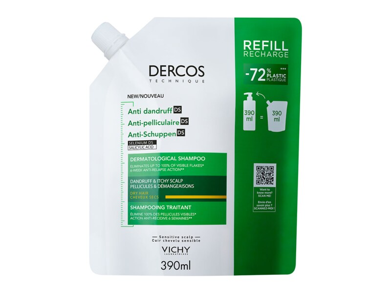 Vichy Dercos Šampon proti lupům na suché vlasy náplň 390 ml