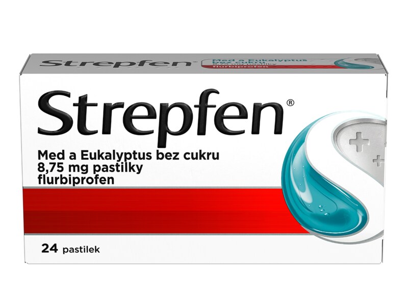 Strepfen Med a Eucalypt bez cukru 8,75 mg 24 pastilek