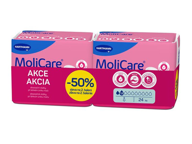 MoliCare LadyPad Inkontinenční vložky 1,5 kapky Duopack 2x12 ks