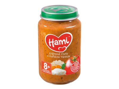 Hami příkrm Krémové rizoto s mořskou treskou 8m+ 200 g Hami příkrm Krémové rizoto s mořskou treskou 8m+ 200 g