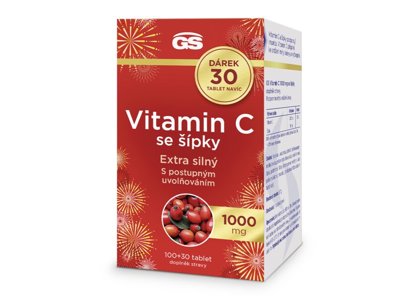GS Vitamin C 1000 mg se šípky 100+30 tablet Dárkové balení