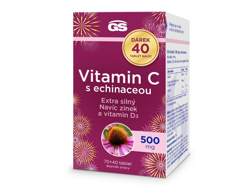 GS Vitamin C 500 mg s echinaceou 70+40 tablet Dárkové balení GS Vitamin C 500 mg s echinaceou 70+40 tablet Dárkové balení