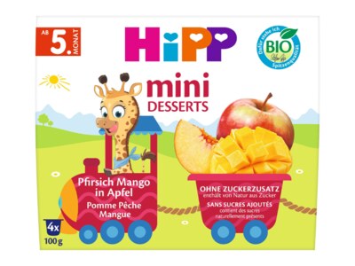 Hipp Mini dezert Jablka-broskve BIO 5m+ 4x100 g Hipp Mini dezert Jablka-broskve BIO 5m+ 4x100 g
