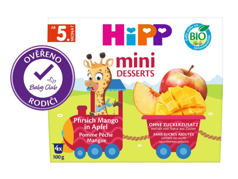 Hipp Mini dezert Jablka-broskve BIO 5m+ 4x100 g Hipp Mini dezert Jablka-broskve BIO 5m+ 4x100 g