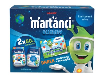Marťánci Gummy 50+50 ks + dárek omalovánky/samolepky