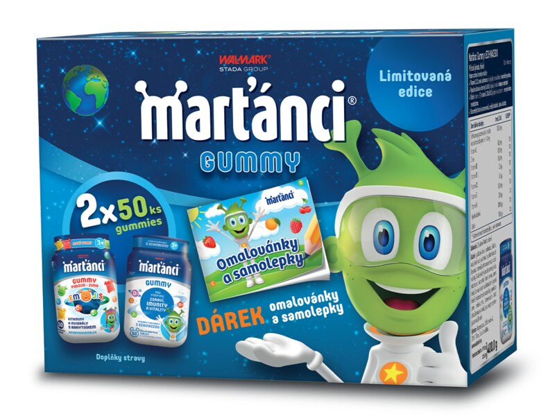 Marťánci Gummy 50+50 ks + dárek omalovánky/samolepky