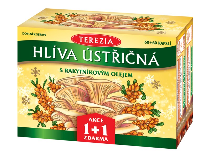 Terezia Hlíva ústřičná s rakytníkovým olejem Vánoční balení 60+60 kapslí