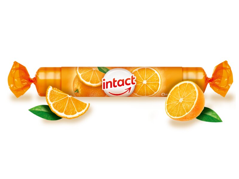 Intact Hroznový cukr s vitamínem C pomeranč 40 g