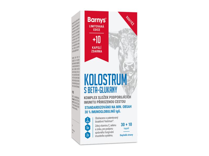 Barnys Kolostrum s betaglukany limitovaná edice 30 + 10 kapslí Zdarma