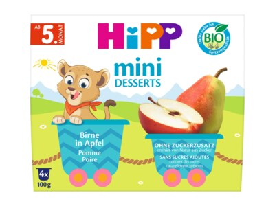 Hipp Mini Dezert Jablka-hrušky BIO 5m+ 4x100 g Hipp Mini Dezert Jablka-hrušky BIO 5m+ 4x100 g