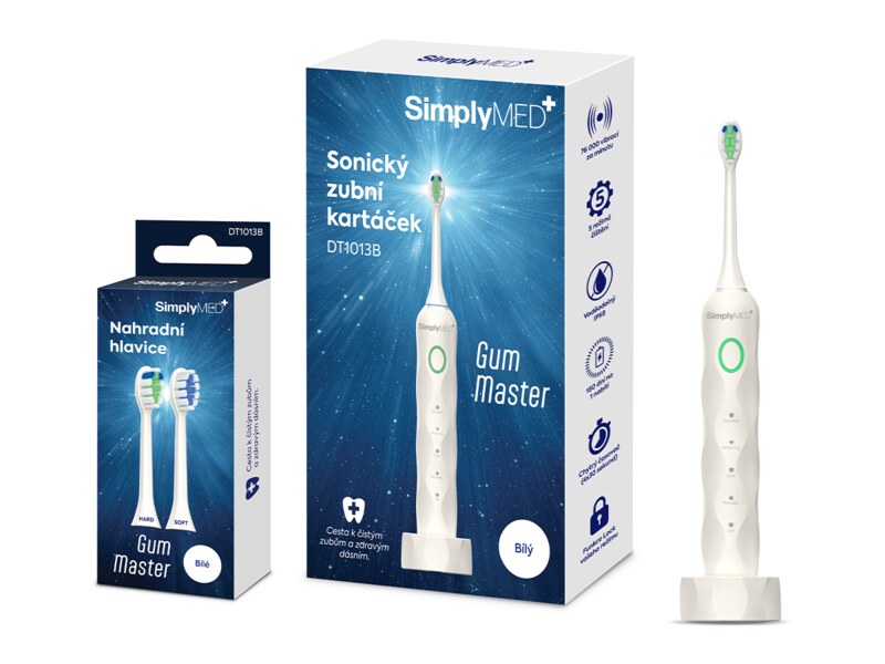 SimplyMed Sonický zubní kartáček DT1013B bílý 1 ks