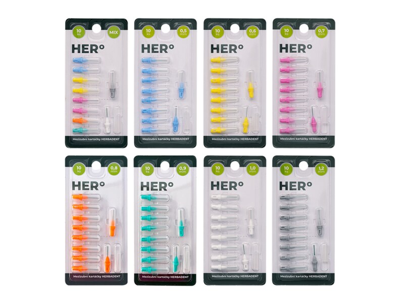 Herbadent Hero Mezizubní kartáček 0,6 mm žlutý 10 ks