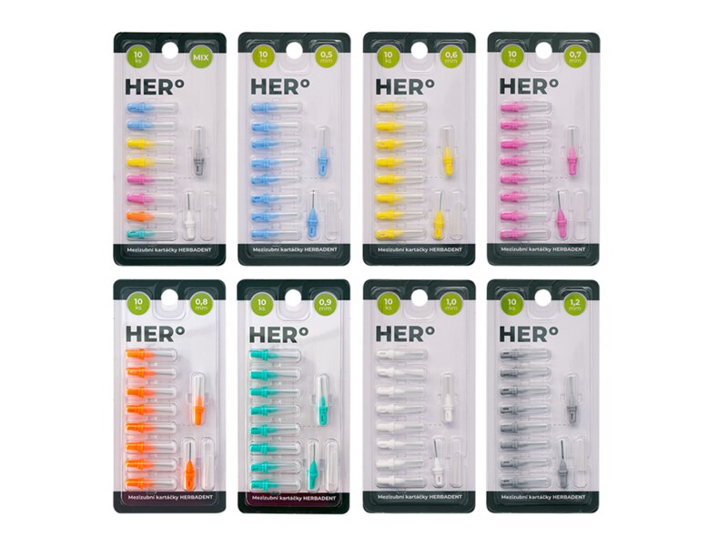 Herbadent Hero Mezizubní kartáček 0,8 mm oranžový 10 ks