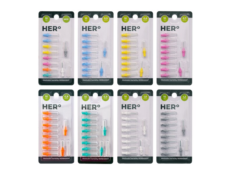 Herbadent Hero Mezizubní kartáček 0,9 mm zelený 10 ks
