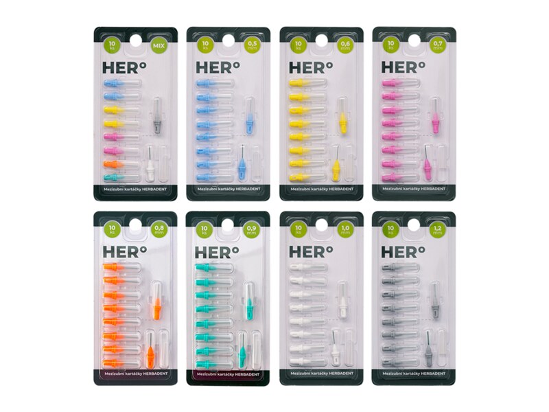 Herbadent Hero Mezizubní kartáček 1,2 mm šedý 10 ks