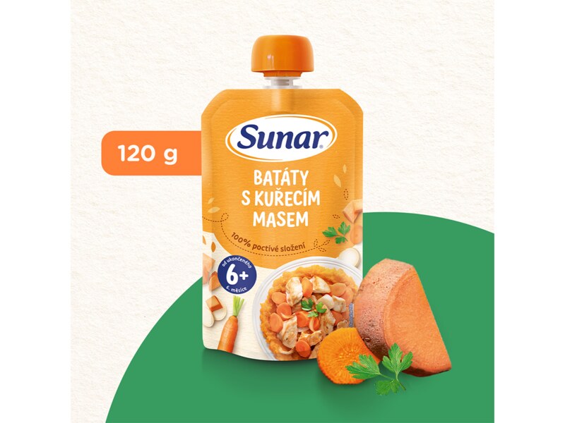 Sunar příkrm batáty s kuřecím masem 6m+, 120 g
