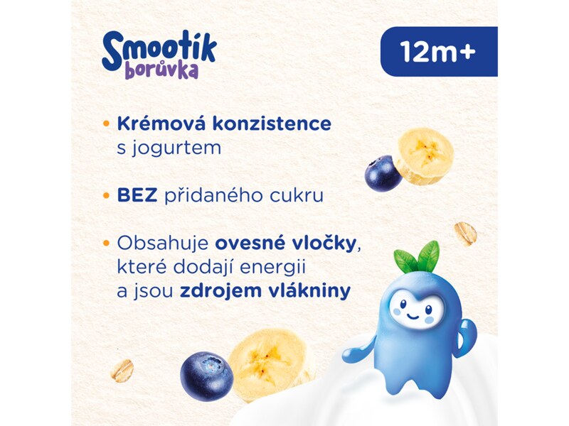 Sunar Smootík dětská kapsička borůvka, jogurt, ovesné vločky 12m+, 120 g Sunar Smootík dětská kapsička borůvka, jogurt, ovesné vločky 12m+, 120 g