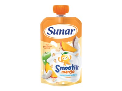 Sunar Smootík dětská kapsička mango, kokosové mléko, ovesné vločky 12m+, 120 g Sunar Smootík dětská kapsička mango, kokosové mléko, ovesné vločky 12m+, 120 g