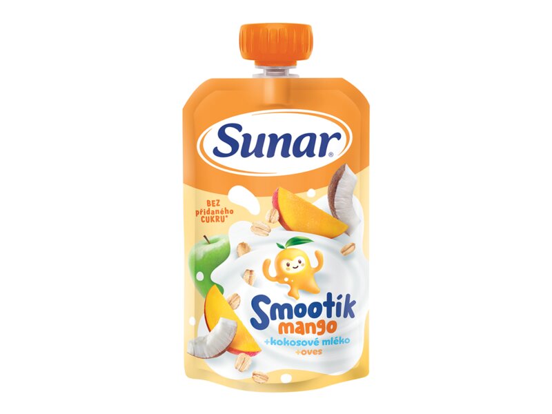 Sunar Smootík dětská kapsička mango, kokosové mléko, ovesné vločky 12m+, 120 g