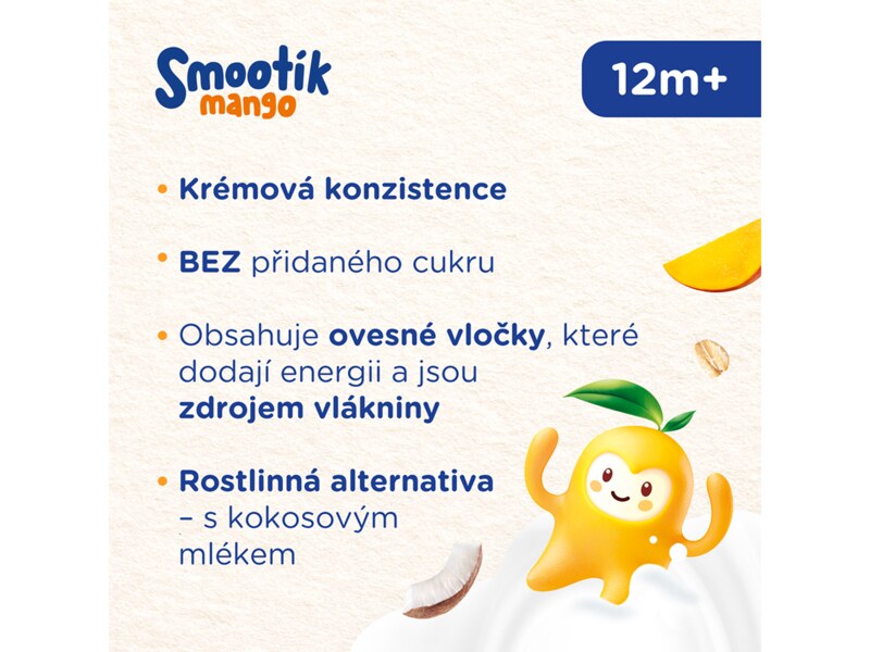 Sunar Smootík dětská kapsička mango, kokosové mléko, ovesné vločky 12m+, 120 g