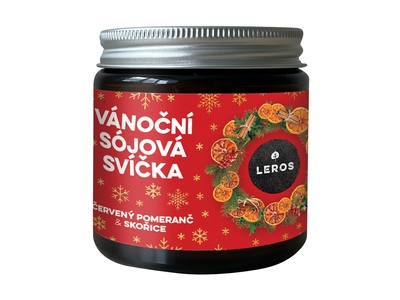 Leros Vánoční sójová svíčka Červený pomeranč a skořice 120 ml  