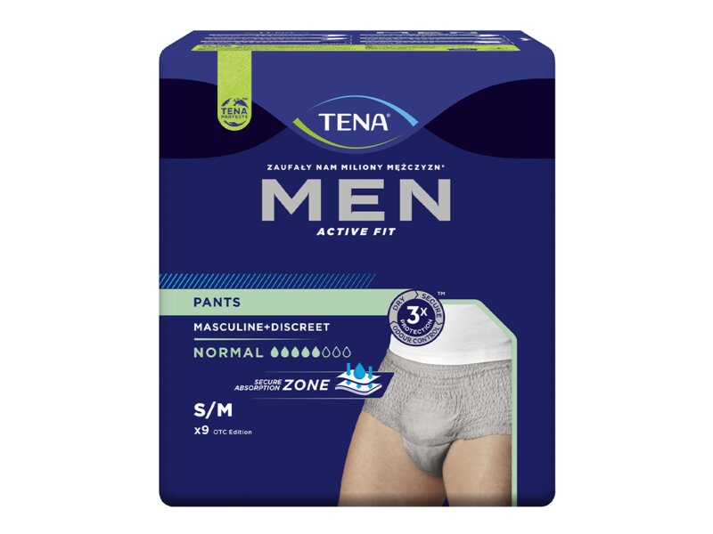 Tena Men Pants Normal Inkontinenční natahovací kalhotky S/M šedé 9 ks