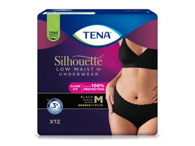 Tena Silhouette Plus Black M Inkontinenční kalhotky 12 ks