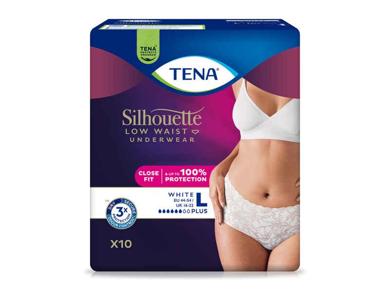 Tena Silhouette Plus White L Inkontinenční kalhotky 10 ks