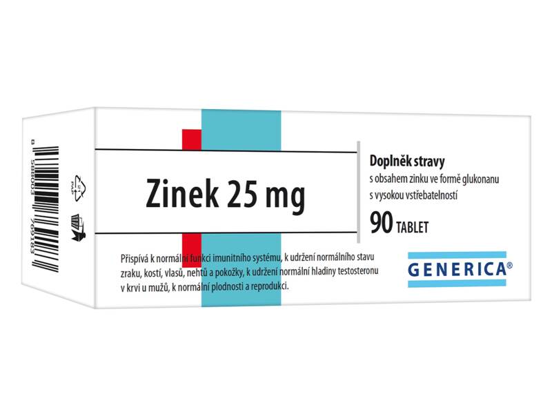 Zinek 25 mg Generica 90 tablet