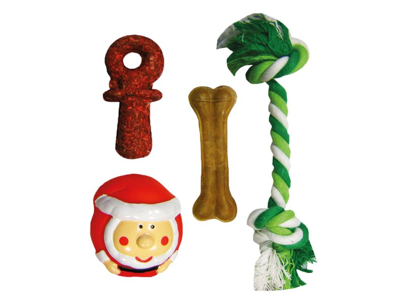 Flamingo Vánoční ponožka pro psy - set hračky s pamlsky