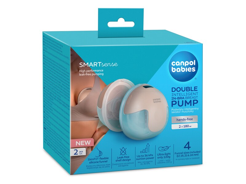 Canpol babies Dvojitá elektrická odsávačka mateřského mléka do podprsenky SmartSense 