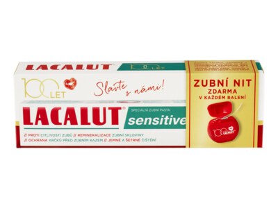 Lacalut Sensitive zubní pasta 75 ml + dentální nit 1 ks