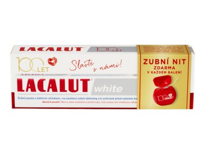 Lacalut White zubní pasta 75 ml + dentální nit 1 ks