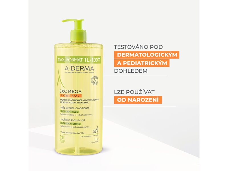 A-Derma Exomega Control zvláčňující sprchový olej 1000 ml