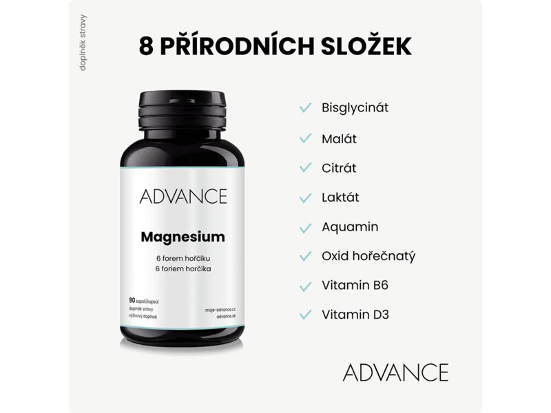 Advance Magnesium 6 forem hořčíku 90 kapslí Advance Magnesium 6 forem hořčíku 90 kapslí