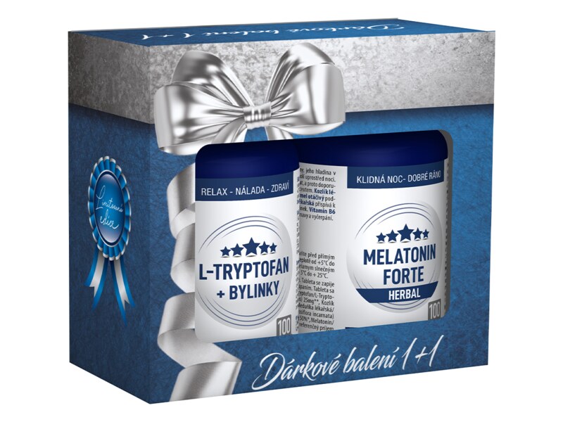 Clinical L-Tryptofan + bylinky 100 tobolek + Melatonin Forte Herbal 100 tobolek 1+1 Dárkové balení 