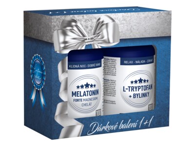 Clinical Melatonin Forte Magnesium chelát 100 tablet + L-Tryptofan + bylinky 100 tobolek 1+1 Dárkové balení Clinical Melatonin Forte Magnesium chelát 100 tablet + L-Tryptofan + bylinky 100 tobolek 1+1 Dárkové balení