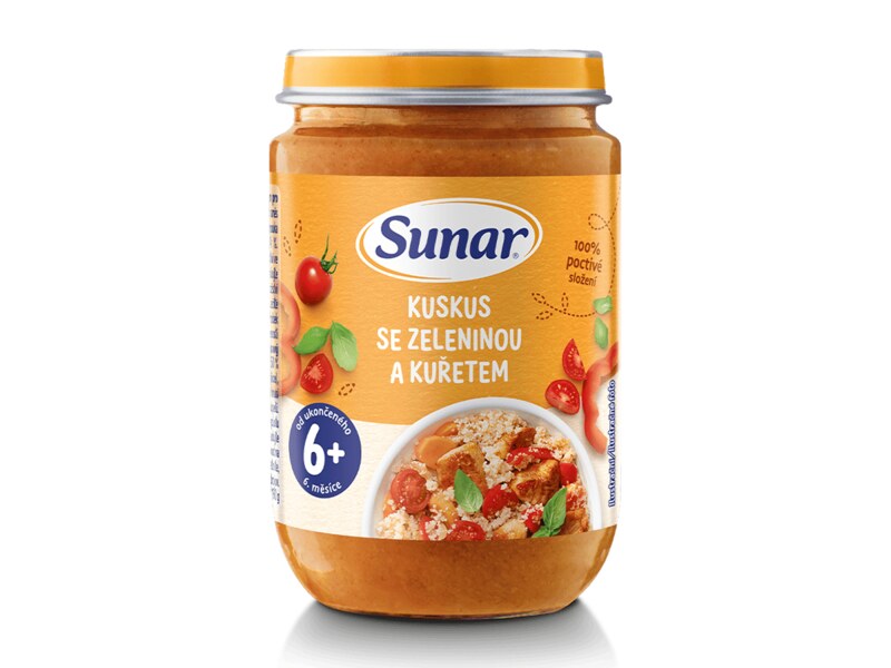 Sunar příkrm Kuskus se zeleninou a kuřetem 6m+ 120 g