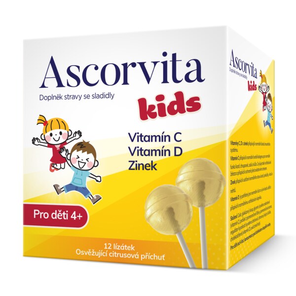 Ascorvita Kids Lízátka pro děti 12 ks Ascorvita Kids Lízátka pro děti 12 ks