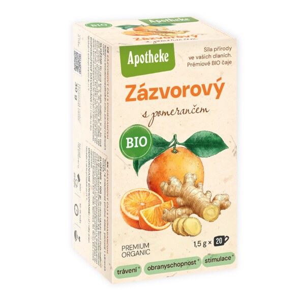 Apotheke BIO Zázvorový čaj s pomerančem nálevové sáčky 20x1,5 g