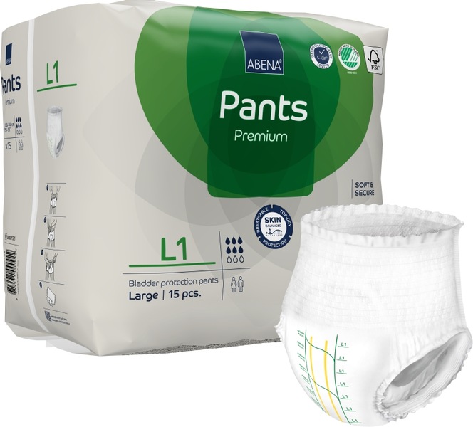 Abena Pants Premium Inkontinenční navlékací kalhotky L1. 15 ks