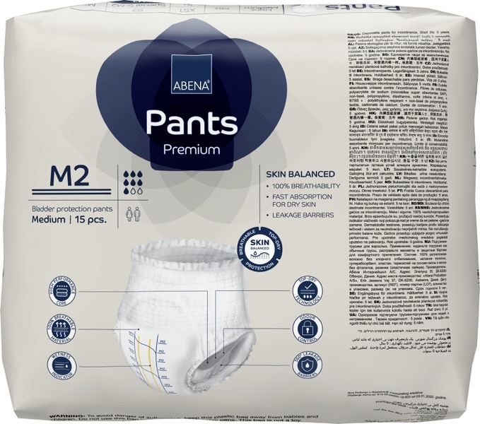 Abena Pants Premium Inkontinenční navlékací kalhotky M2. 15 ks