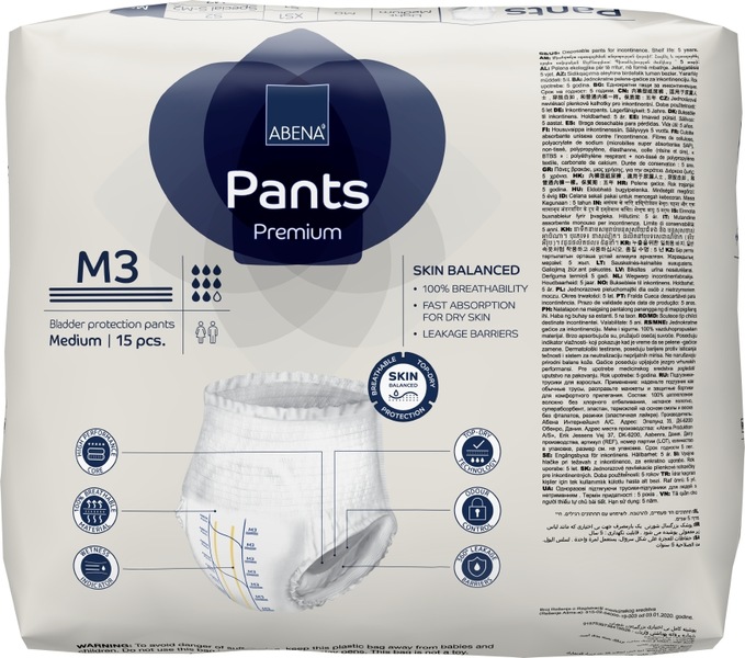 Abena Pants Premium Inkontinenční navlékací kalhotky M3. 15 ks