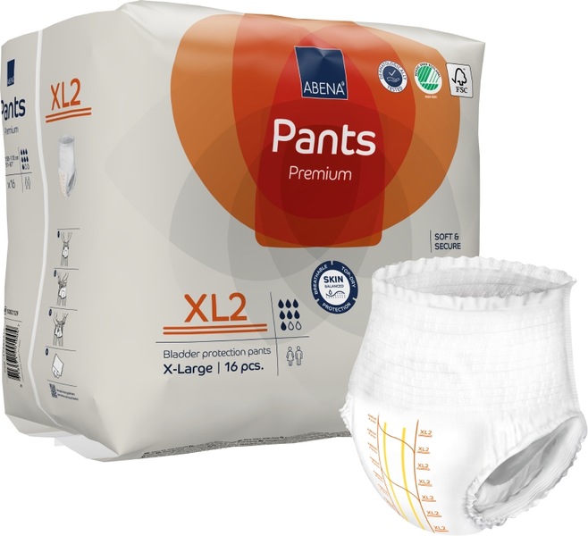 Abena Pants Premium Inkontinenční navlékací kalhotky XL2. 16 ks Abena Pants Premium Inkontinenční navlékací kalhotky XL2. 16 ks